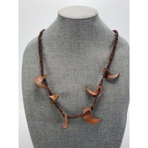 Brown Wood and Beads Natural Necklace